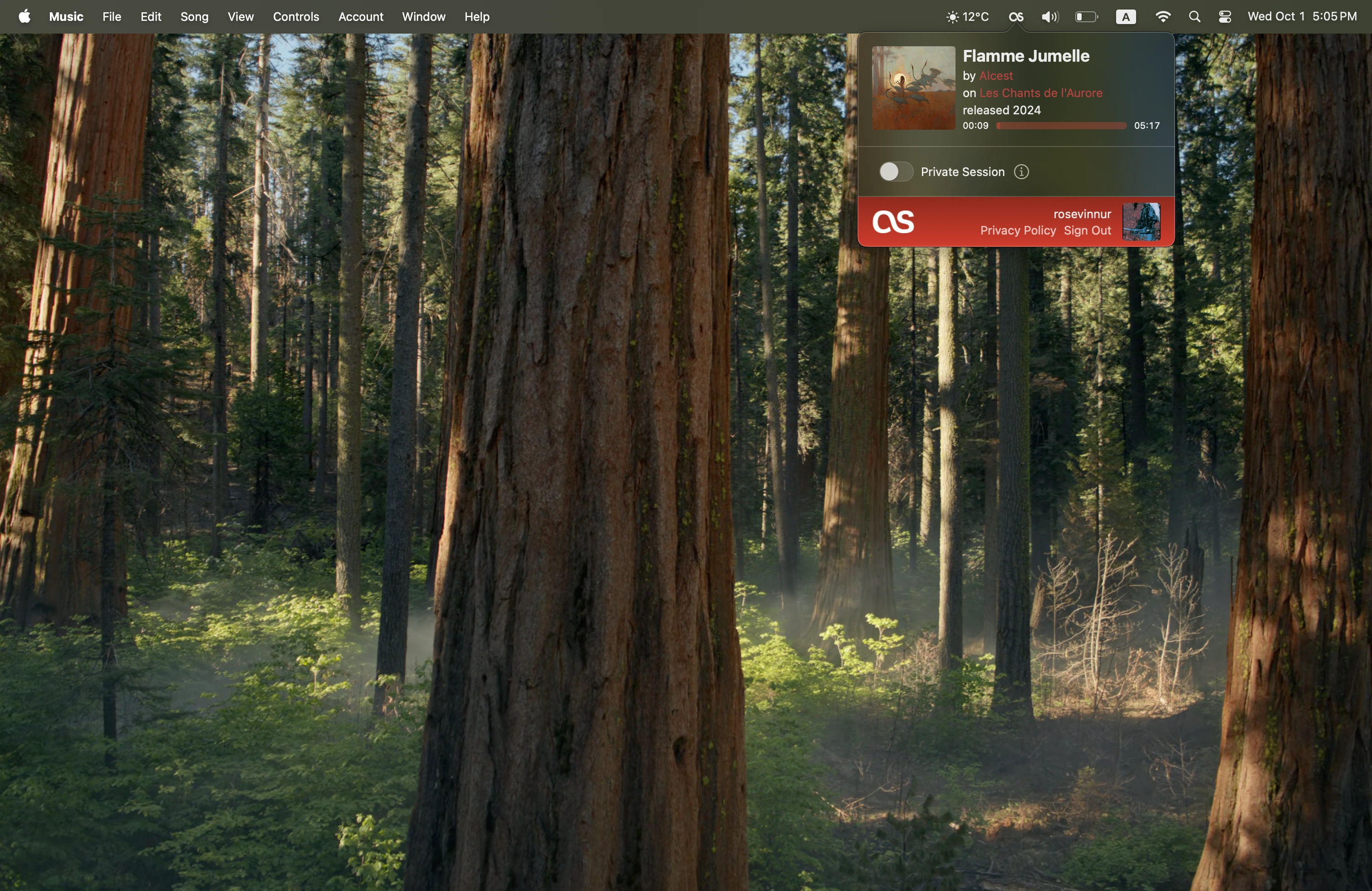Audioscrobbler displaying album artwork and track information