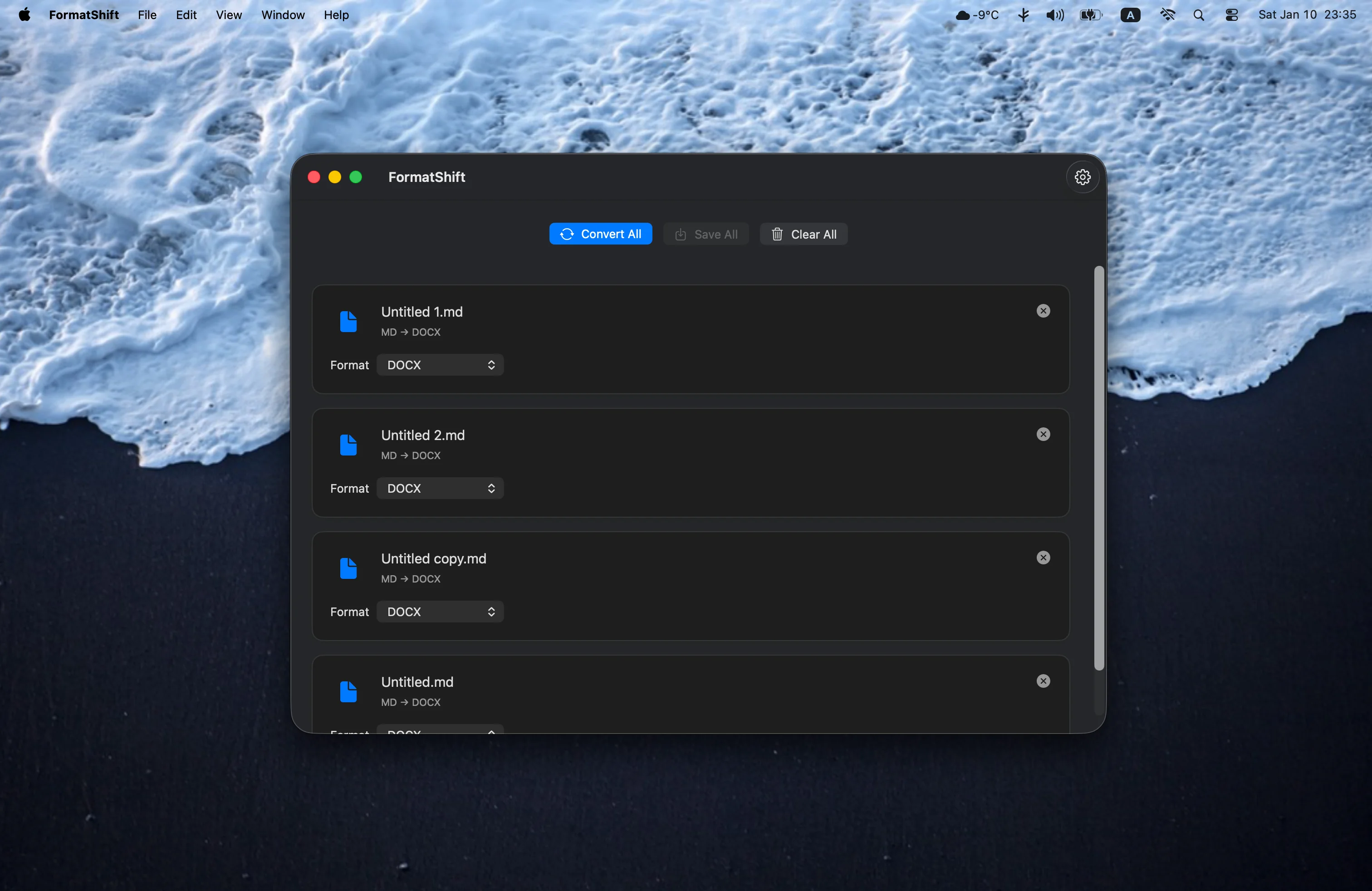 FormatShift macOS batch processing interface