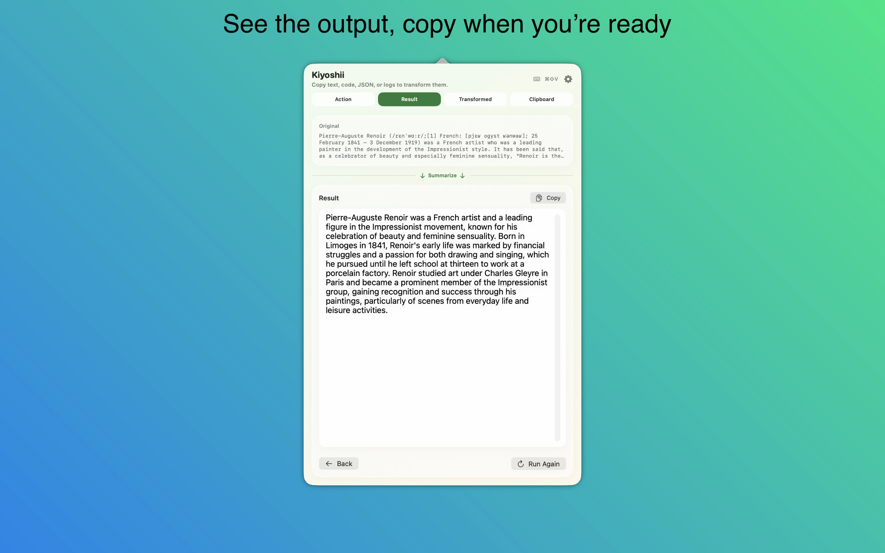 Kiyoshii actions and clipboard