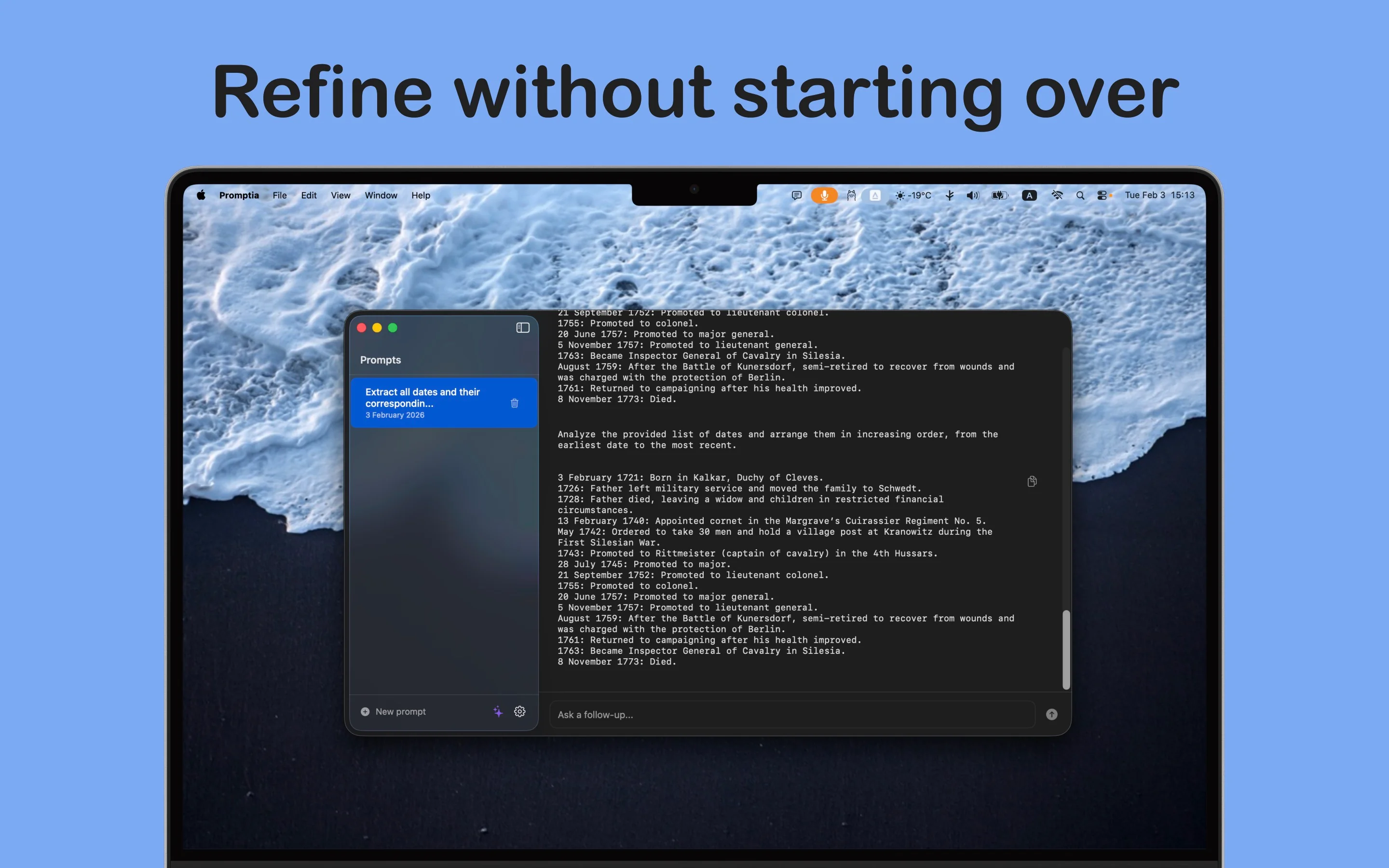 Promptia app - AI commands and chat